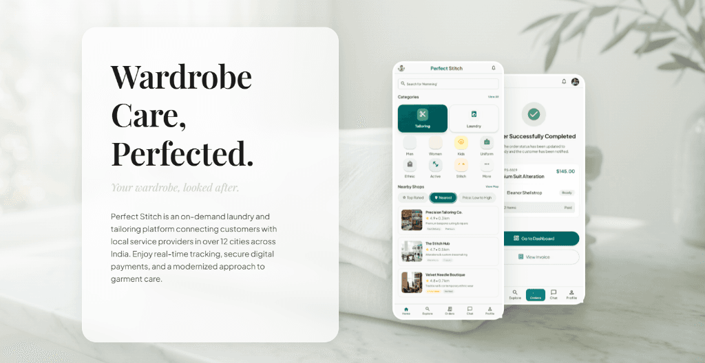 Glow wireframes of Customer App, Provider App, and Web Admin dashboard